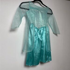 Frozen Elsa Costume Dress + Shoes Set | Princess Blue Aqua | Kids 5/6